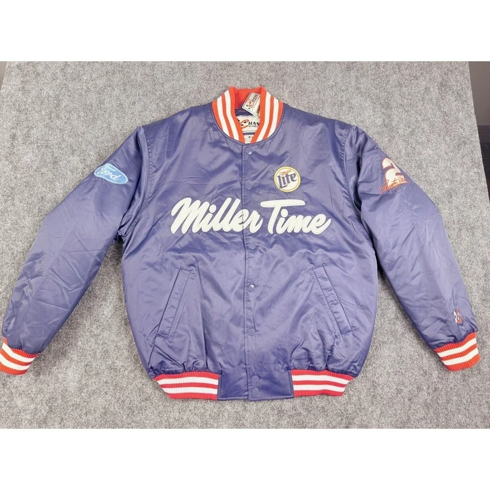 VTG Chase Authentics Rusty Wallace Miller Time NASCAR Jacket Blue Men Size‎ XXL